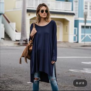 Navy Blue Long Tunic Top